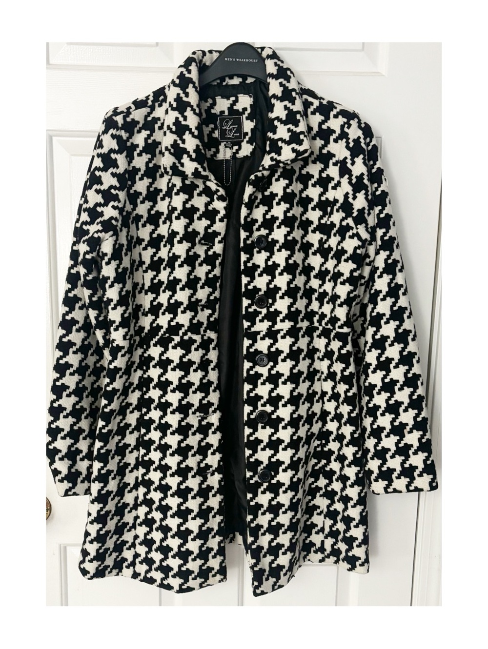Laura Lane Women's Black & White Houndstooth Peacoat Size XL